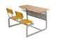 耐久の鋼鉄学校家具の金属フレームによって結合される二重学生の机および椅子